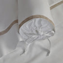 Kit de Cama 1000 Fios Cetim 100% Algodão Egípcio Mirtina Branco/Legno - Lençóis + Fronhas + Edredom