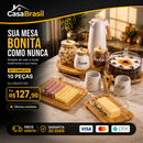 (V2) Kit Completo Mesa Posta em Bambu Premium com Garrafa de Brinde