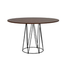 Mesa de Jantar Redonda Linhas Amêndoa e Preta 120 cm