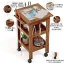 Carrinho de Churrasco Mesa Gourmet Bistrô Cerâmica Churrasqueira W02 Madeira Maciça Imbuia - Lyam Decor