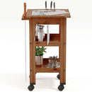 Carrinho de Churrasco Mesa Gourmet Bistrô Cerâmica Churrasqueira W02 Madeira Maciça Imbuia - Lyam Decor