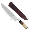 Tábua De Corte De Madeira Teca 40x29cm E Faca De Churrasco Em Aço Inox 10 Polegadas