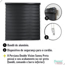 Persiana Rolo Double Vision Zebra 140larg x 160alt Preta c/ bando